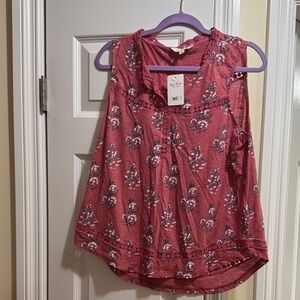 Lucky Brand Red Floral Sleeveless Blouse